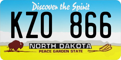 ND license plate KZO866