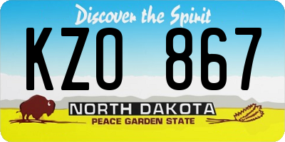 ND license plate KZO867