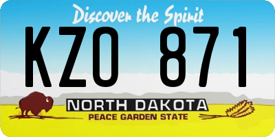 ND license plate KZO871