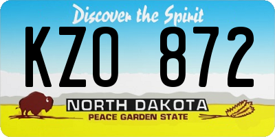 ND license plate KZO872