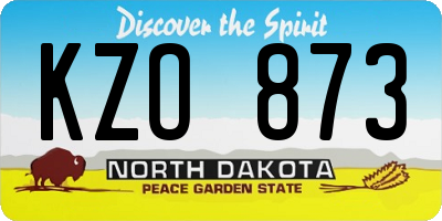 ND license plate KZO873