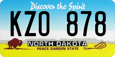 ND license plate KZO878