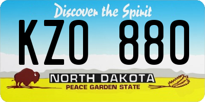 ND license plate KZO880