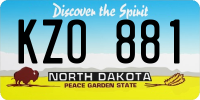 ND license plate KZO881