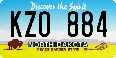 ND license plate KZO884