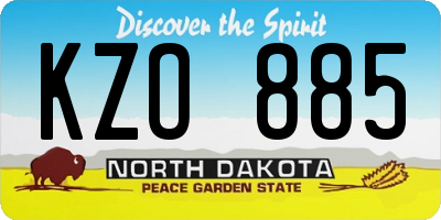 ND license plate KZO885