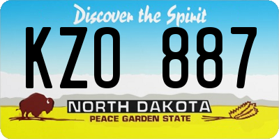 ND license plate KZO887