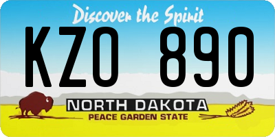 ND license plate KZO890
