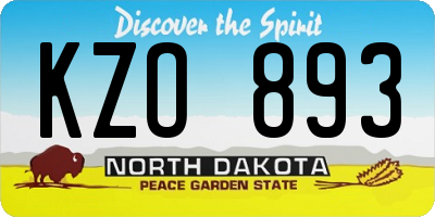 ND license plate KZO893