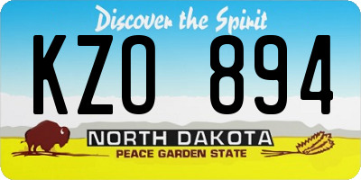 ND license plate KZO894