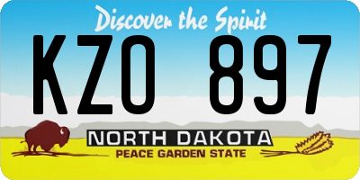 ND license plate KZO897