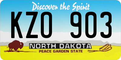 ND license plate KZO903