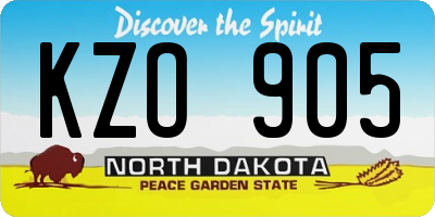 ND license plate KZO905