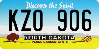 ND license plate KZO906