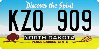 ND license plate KZO909