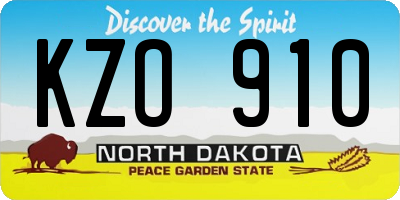 ND license plate KZO910