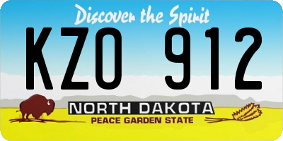 ND license plate KZO912