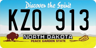 ND license plate KZO913