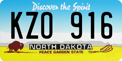 ND license plate KZO916