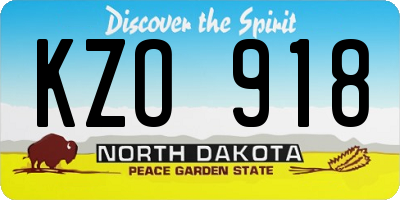 ND license plate KZO918