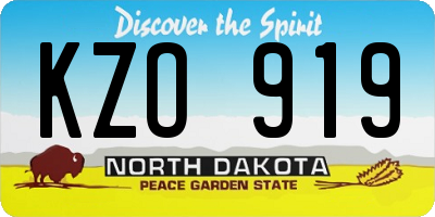 ND license plate KZO919