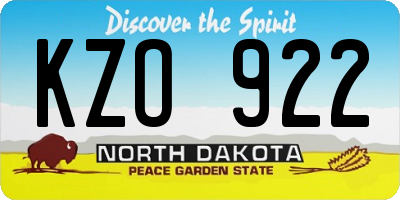 ND license plate KZO922