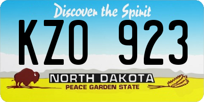ND license plate KZO923