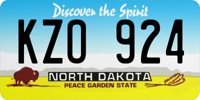 ND license plate KZO924