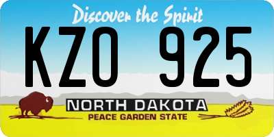 ND license plate KZO925