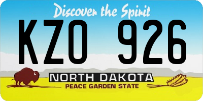 ND license plate KZO926