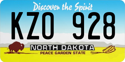 ND license plate KZO928