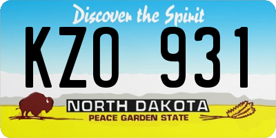 ND license plate KZO931