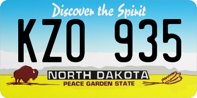 ND license plate KZO935