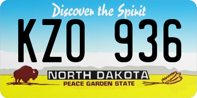 ND license plate KZO936