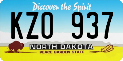 ND license plate KZO937