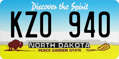 ND license plate KZO940