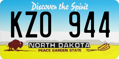 ND license plate KZO944