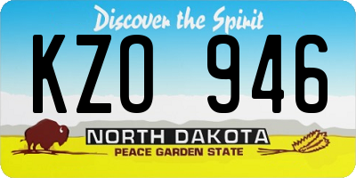 ND license plate KZO946