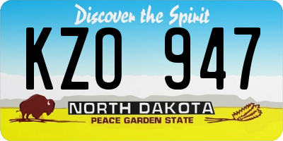 ND license plate KZO947