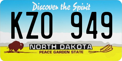 ND license plate KZO949