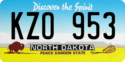 ND license plate KZO953