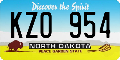 ND license plate KZO954