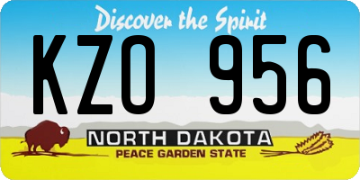 ND license plate KZO956