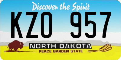 ND license plate KZO957