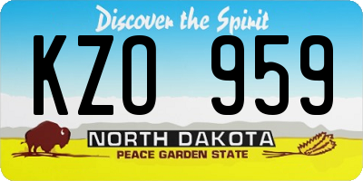 ND license plate KZO959