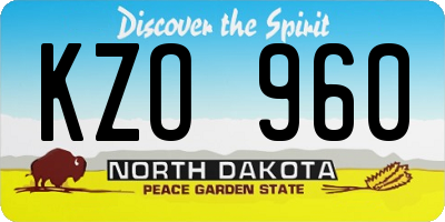 ND license plate KZO960