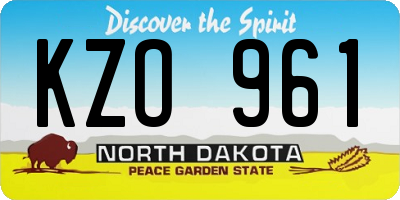 ND license plate KZO961