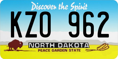 ND license plate KZO962