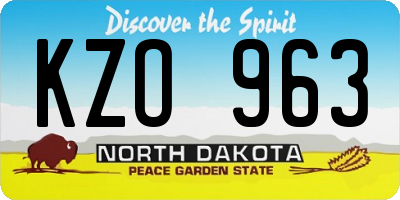 ND license plate KZO963