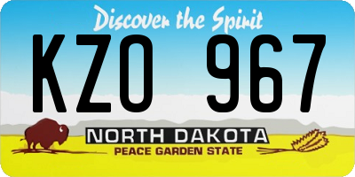 ND license plate KZO967